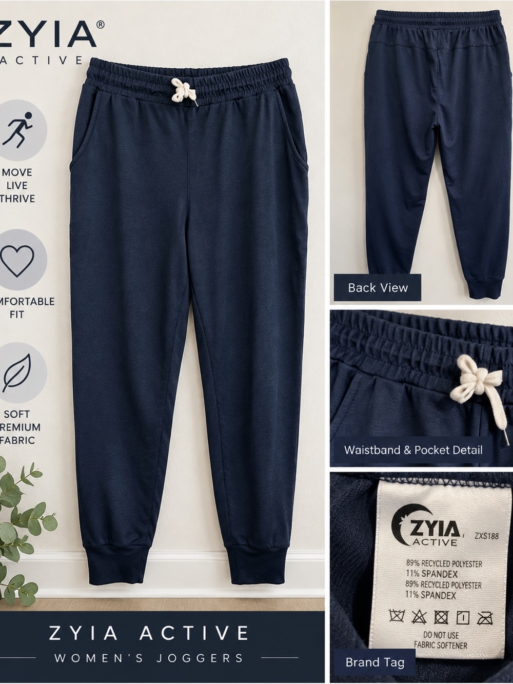 ZYIA Active Navy Blue Joggers Women’s Athletic Pants
